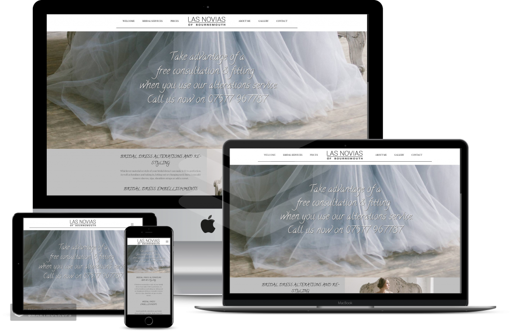 Las novias on mobile laptop and tablet