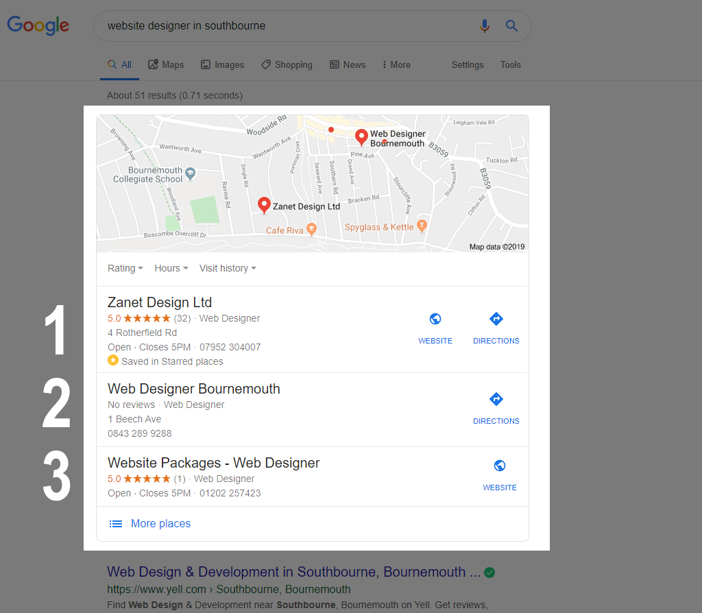 What is a Google My Business 3 pack