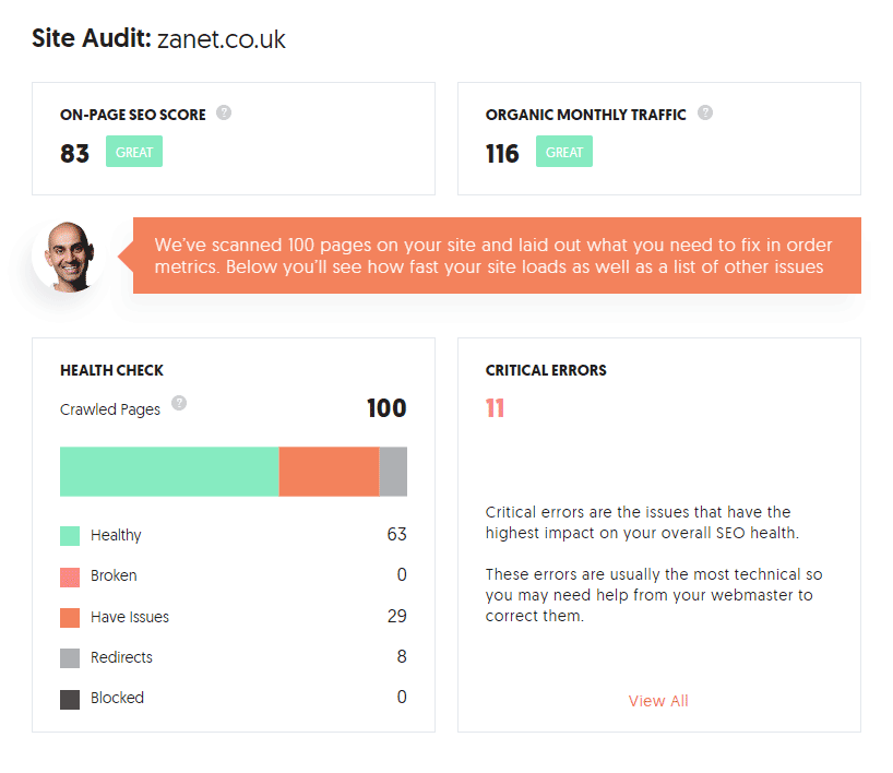 Ubersuggest for audit of website
