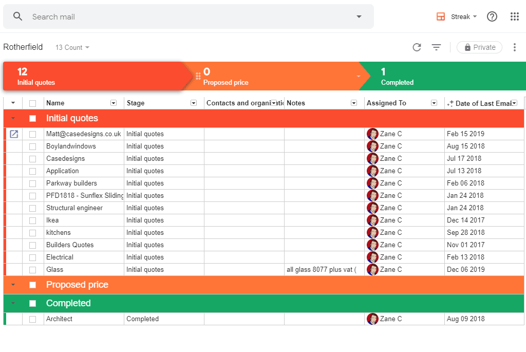 CRM tool called Streak