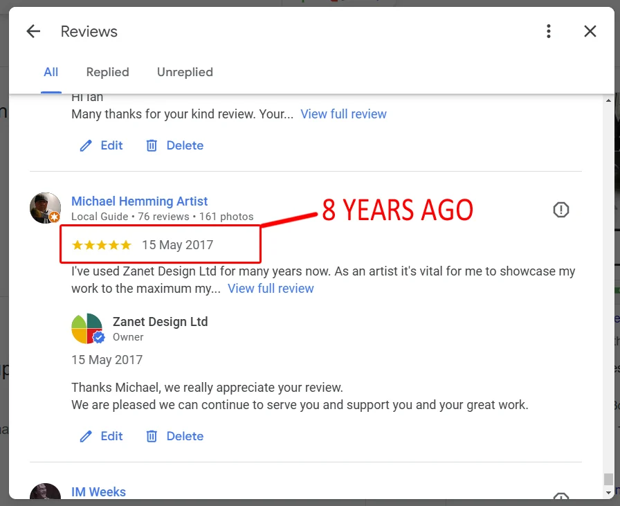 older business reviews on google maps